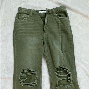 Vervet cropped green denim